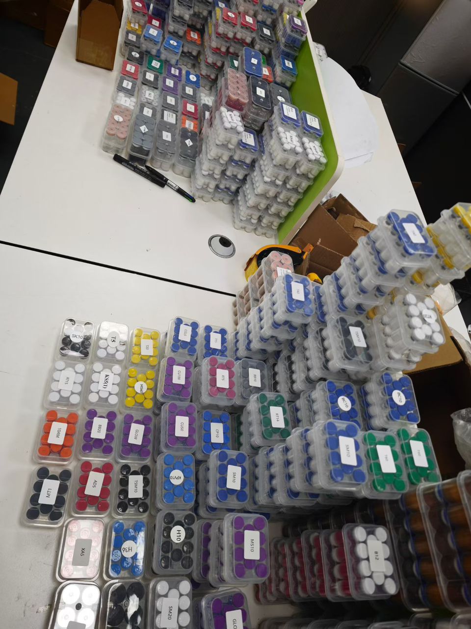 Full product range with color-coded vial caps